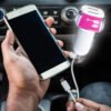 Cargador de auto - 2 puertos USB / 2.4AU CC-2209 Maxam Rosado - Imagen 4