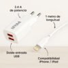 Cargador dual USB IRM IR22-07168 2.4A compatible con iPhone - Imagen 3