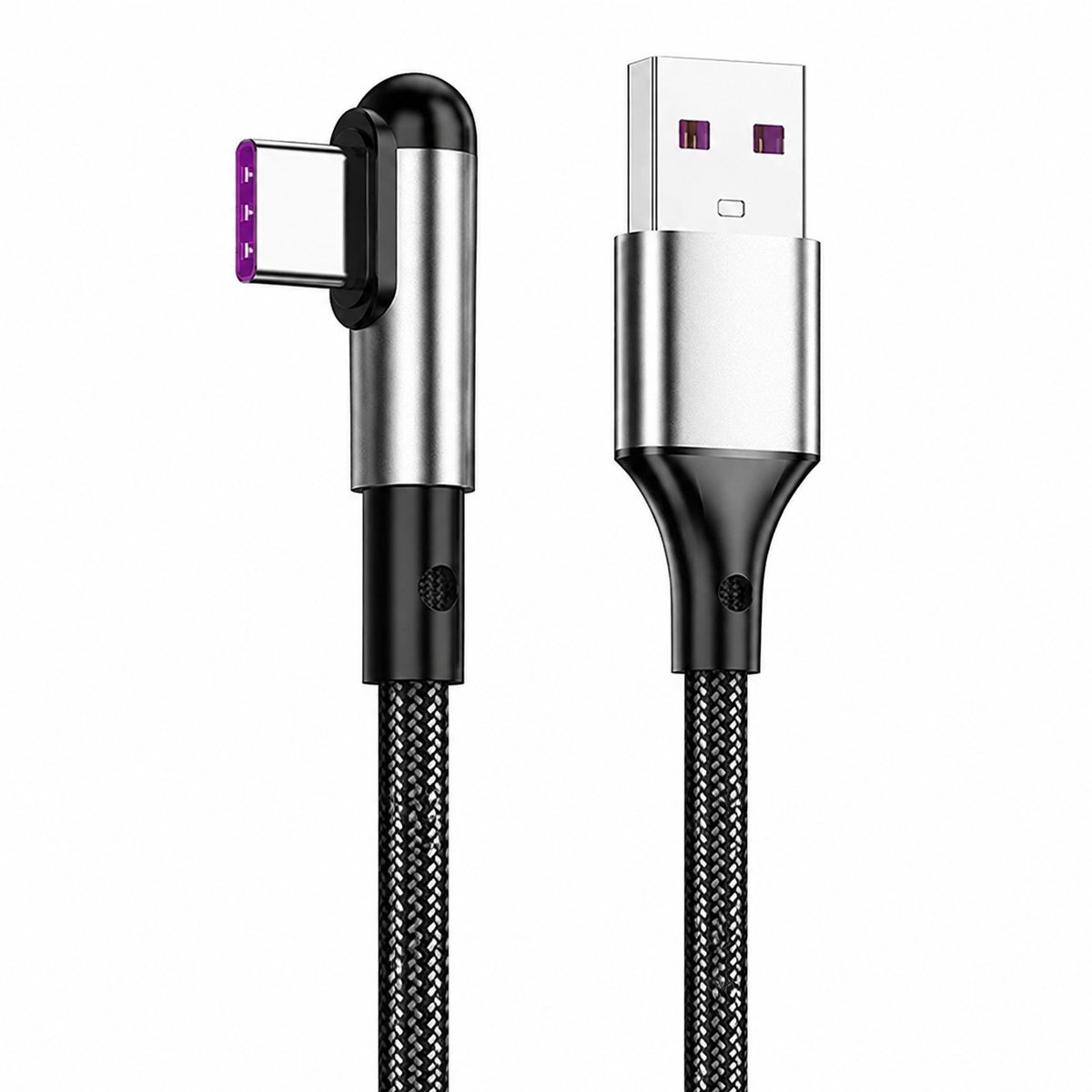 Cables de Carga_0000s_0000_Capa 148 Cable USB a USB-C en L 90° Nylon Trenzado 3A 1.2M - Imagen 1