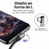 Cable USB a USB-C en L 90° Nylon Trenzado 3A 1.2M - Imagen 2