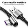 Cable USB a USB-C en L 90° Nylon Trenzado 3A 1.2M - Imagen 6