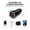 Cargador de telefono para Auto USB-C PD + USB QC 3.0 20W - Imagen 8