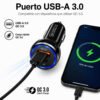 Cargador dual de telefono para Auto 38W USB-C PD 20W + USB QC 3.0 - Imagen 5