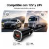 Cargador de telefono para Auto USB-C PD + USB QC 3.0 20W - Imagen 6