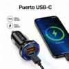 Cargador dual de telefono para Auto 38W USB-C PD 20W + USB QC 3.0 - Imagen 4