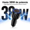 Cargador dual de telefono para Auto 38W USB-C PD 20W + USB QC 3.0 - Imagen 2